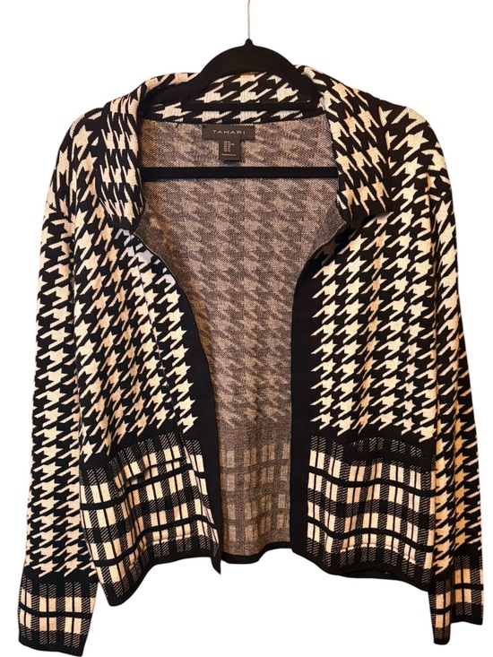 Tahari Sweaters - Tahari Houndstooth Plaid Open Front Cardigan Sweater XL